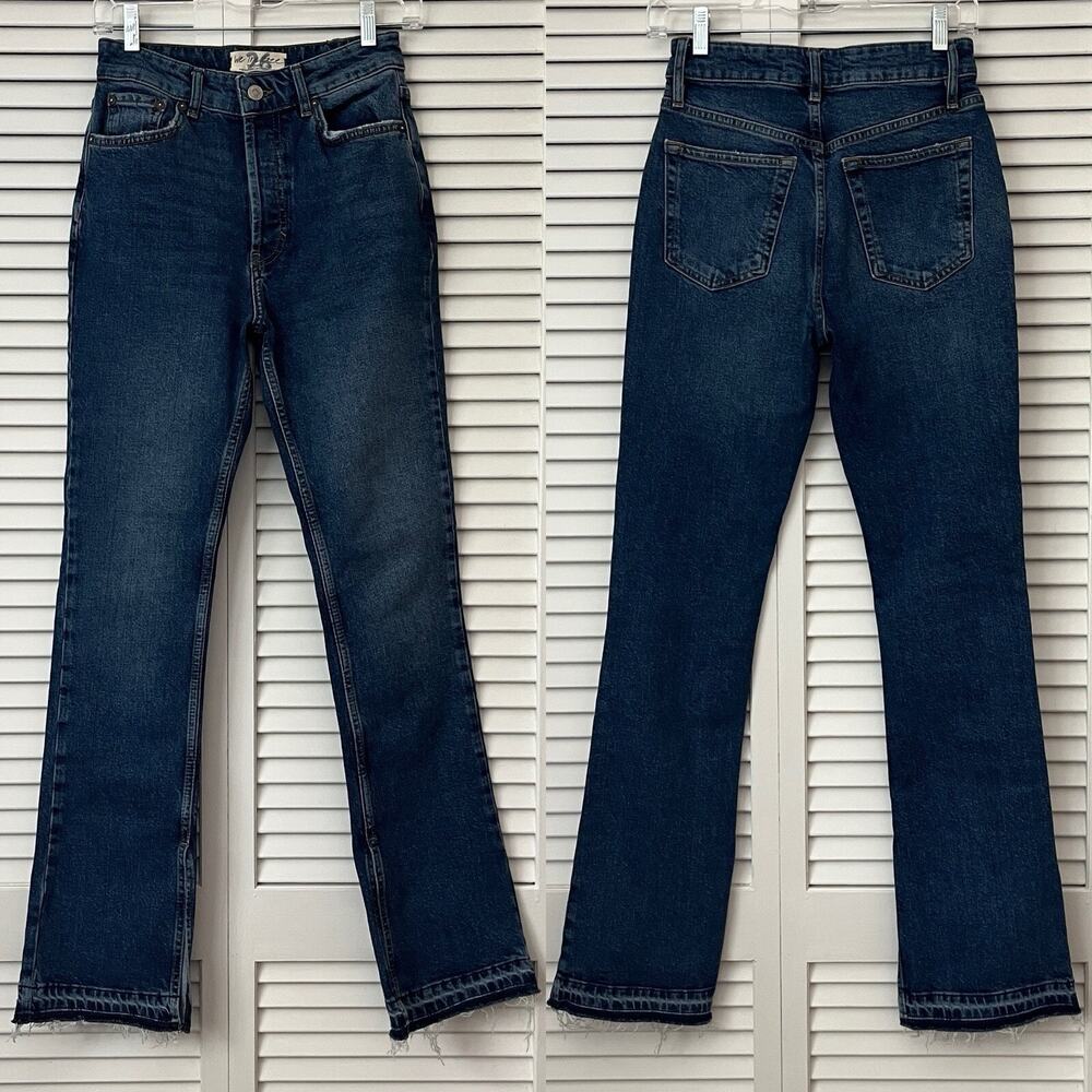 We the free level up slit flare raw hem jeans button fly closure size 26, casual